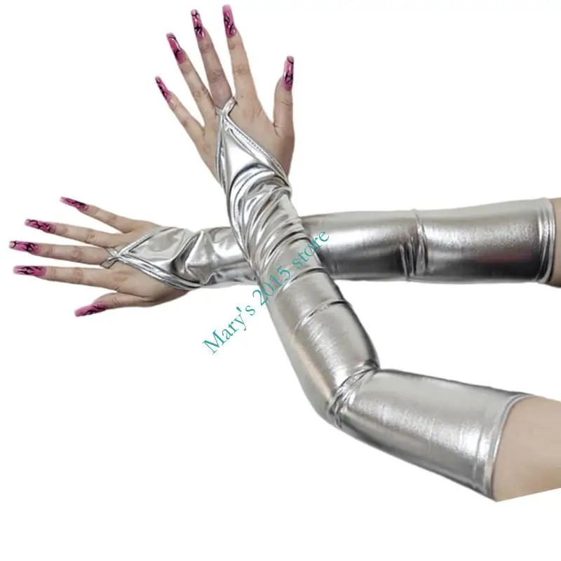E15F acabado brillante Guantes largos 48 Opciones color múltiples para emparejamiento atuendos elegantes