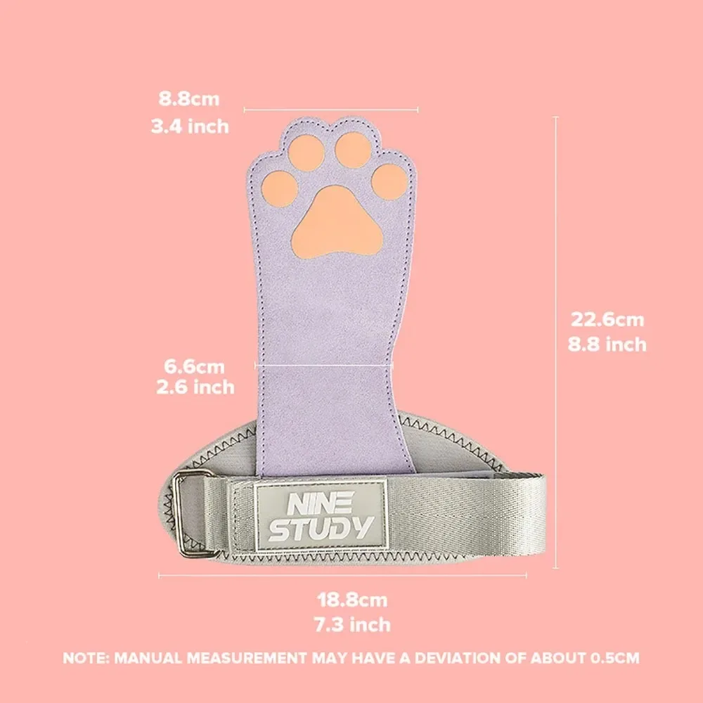 1Pair Cute Cat\'s Paw Gym Fitness Gloves Straps Grips Weight Power Belt Lifting Pads Workout Exercise Protection Cowhide Glove