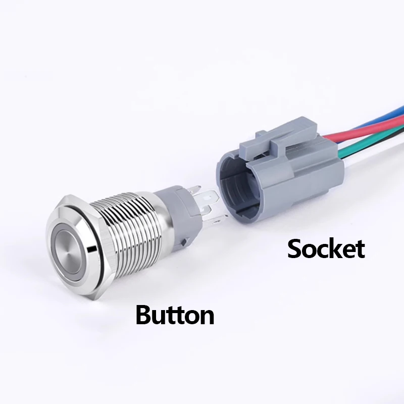 16/19/22mm Waterproof Metal Push Button Switch 220v led light Momentary self-Latching reset Power Switch 5V12V Red Blue ip65