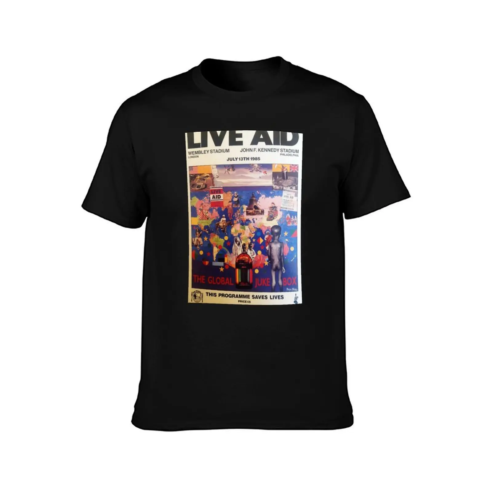 Vintage Music Art TheLive Aid 1985 T-Shirt Functional Casual Short Sleeve Tee T-Shirt