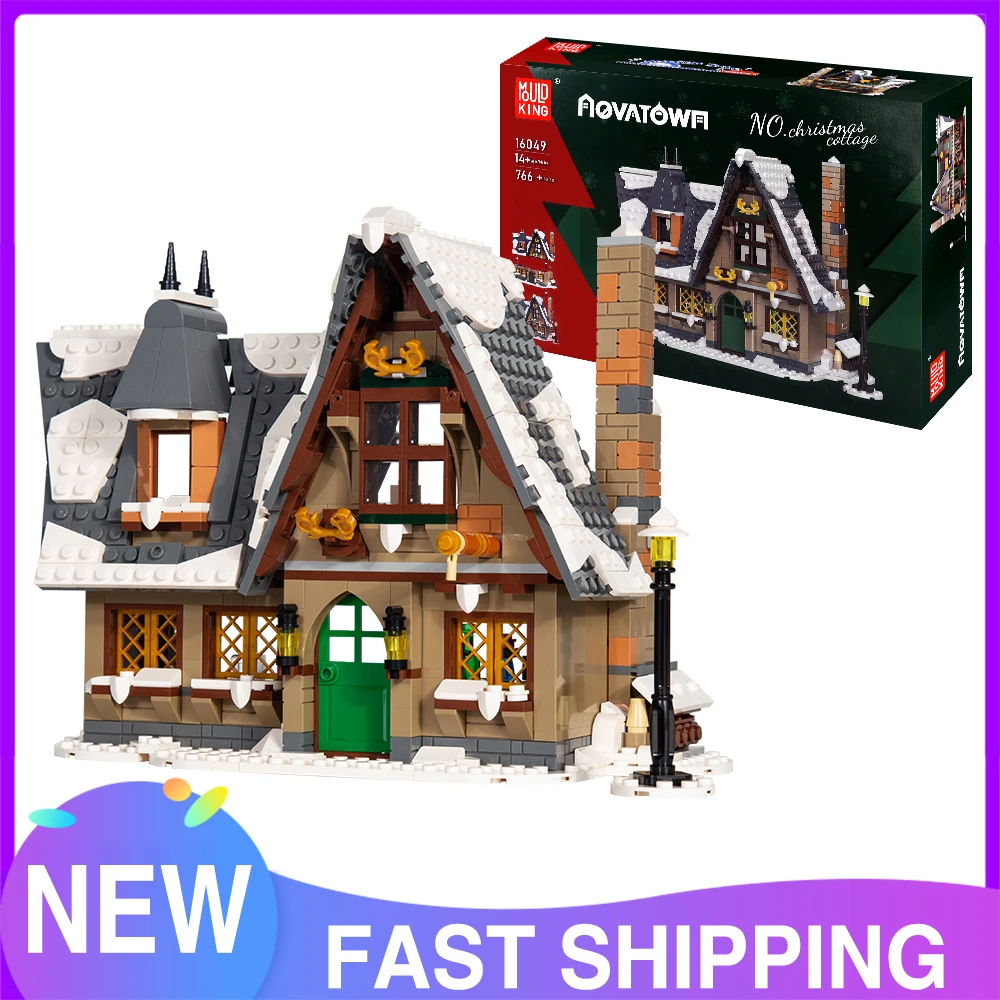 MOC Streetview – jouets de construction, chalet de noël, bloc de construction, maison d'assemblage, ensemble de briques, cadeau de noël pour enfants