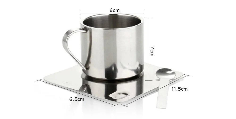 Hot Sale Stainless Steel Coffee Tea Cup Mug Saucer Spoon Double Wall Hot Cold Coffee Tea Water Drinks Thermal Mugs