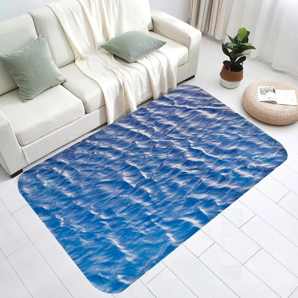 3D Ocean Sea Water Hallway Carpet Washable Non-Slip Living Room Sofa Chairs Area Mat Kitchen Doormat Area Rug