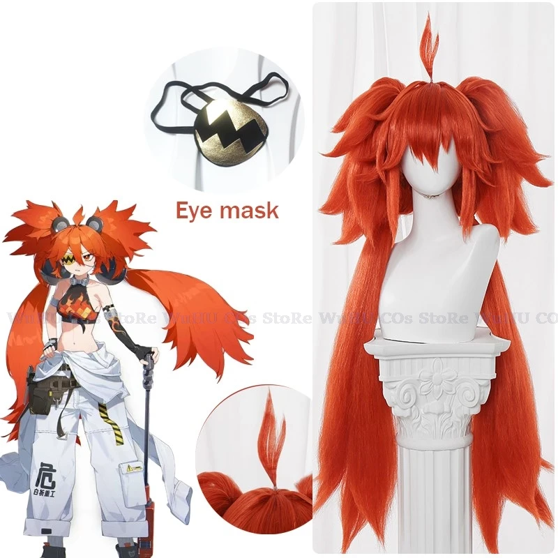 Game Zenless Zone Zero Cosplay Koleda Belobog Wig Women 90cm Red Long Wig Koleda Belobog Eyemask Halloween Cosplay Wig