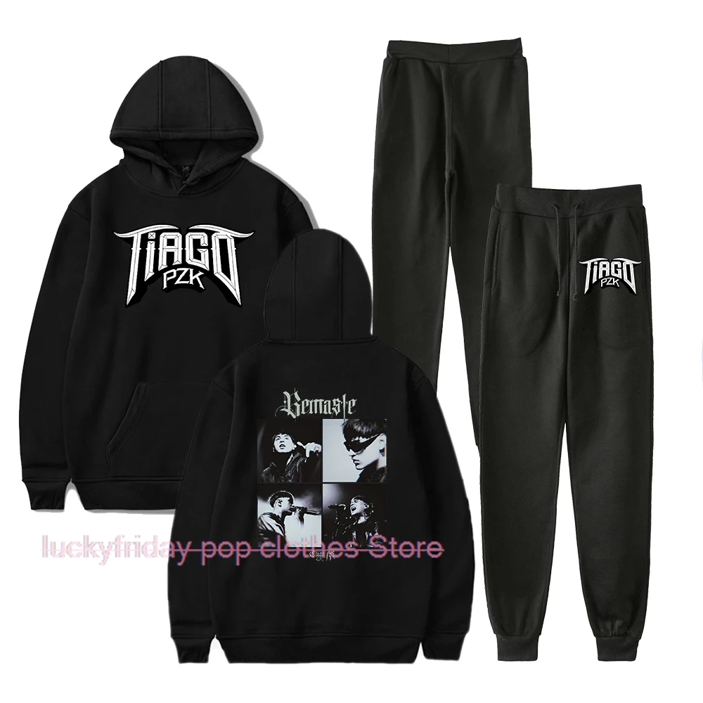 Tiago pzk Rapper Merch Hoodie and SWEATPANTS set Unisex Casual Street Clothing