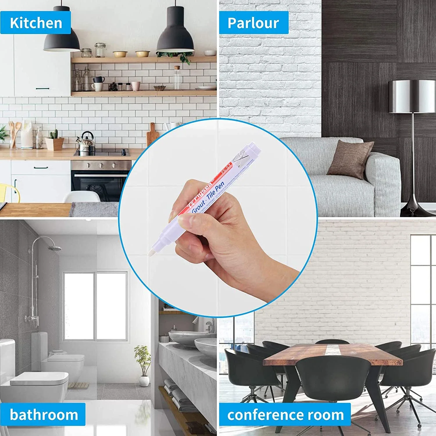 Permanent Tile Pen Wall Grout Restorer Pens White Repair Marker Grout Tile Pen Restorer Pen Renew Repair Tile Wall Floor image 2