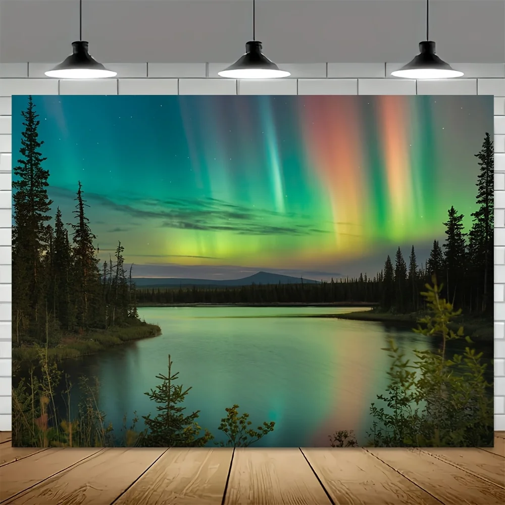 نسيج حائط ساحر من الأضواء الشمالية لديكور المنزل الصادق، يتميز بشاشة عرض يفتن لـ Aurora Borealis