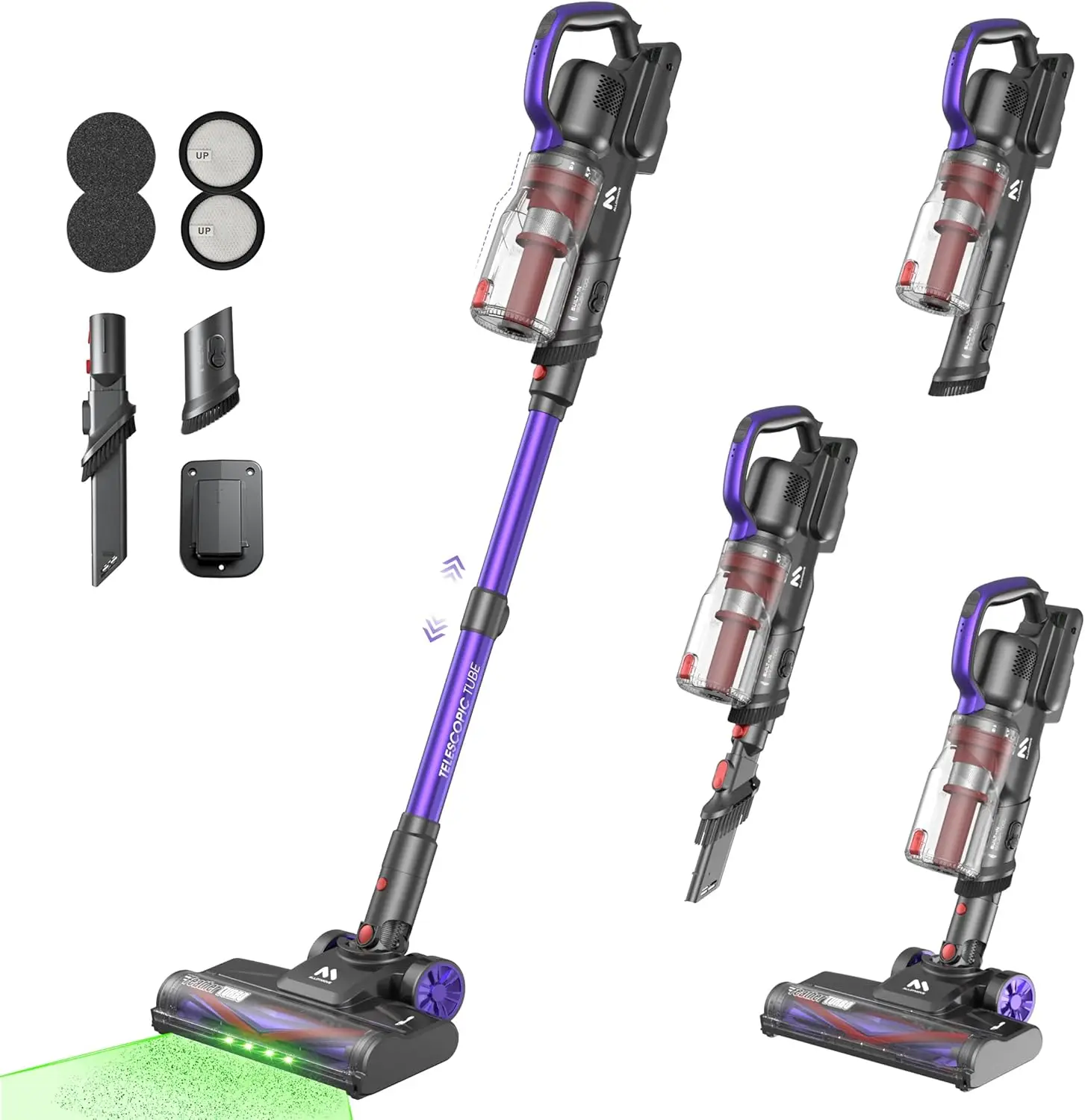 

Cordless Vacuum Cleaner 45KPA, Up to 60mins Runtime Lightweight Powerful Suction Vacuum Cleaners for Home, 3 Suction Modes, Rech