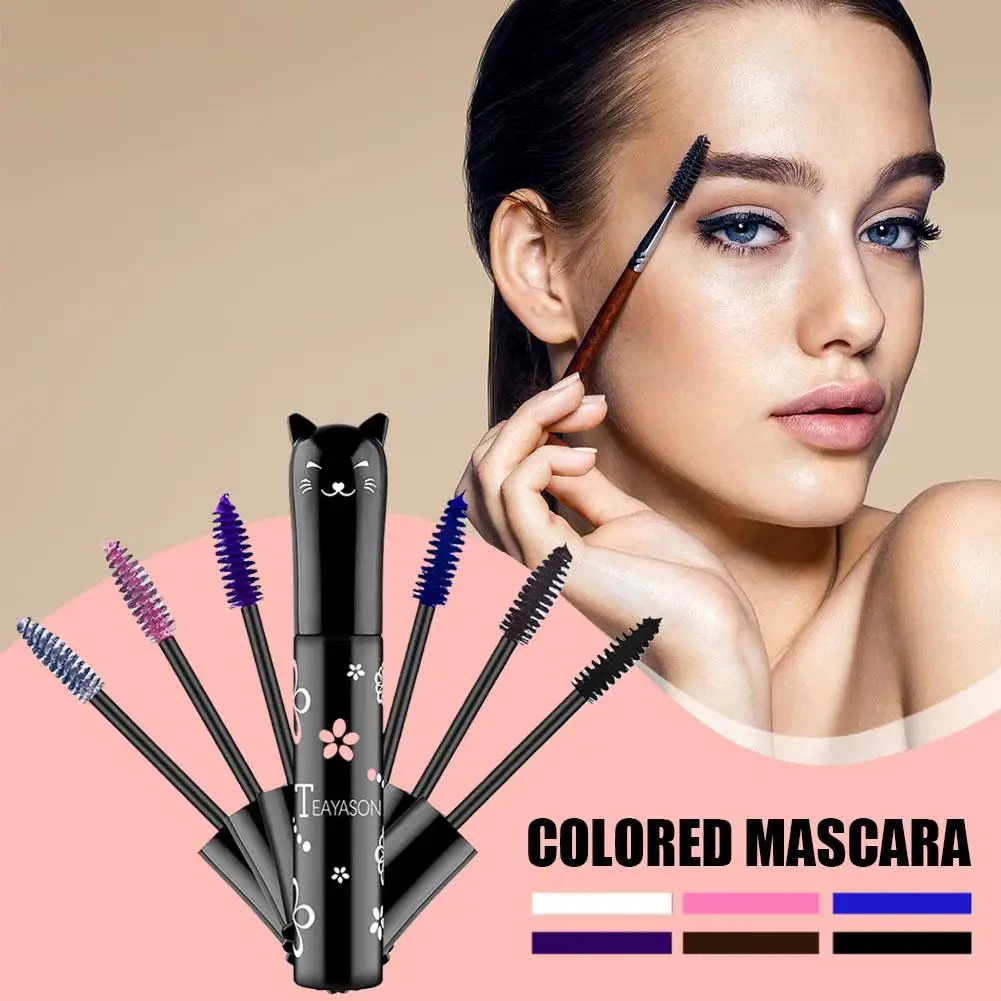 6 Color Waterproof Fast Drycara Mascara Curls Extension Non-smudge Mascara Blue Pink Purple Black White Coffee Ink Mascara