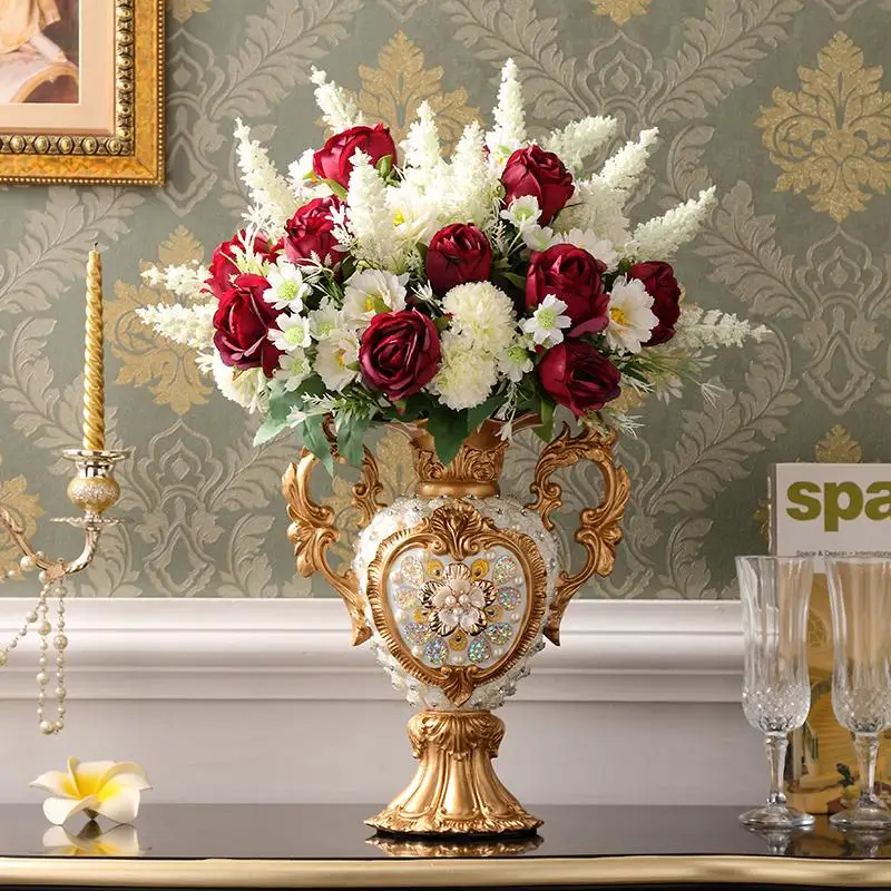 European  resin vase, living room and club flower arrangement decoration, floral simulation, desktop decoration,gift giving