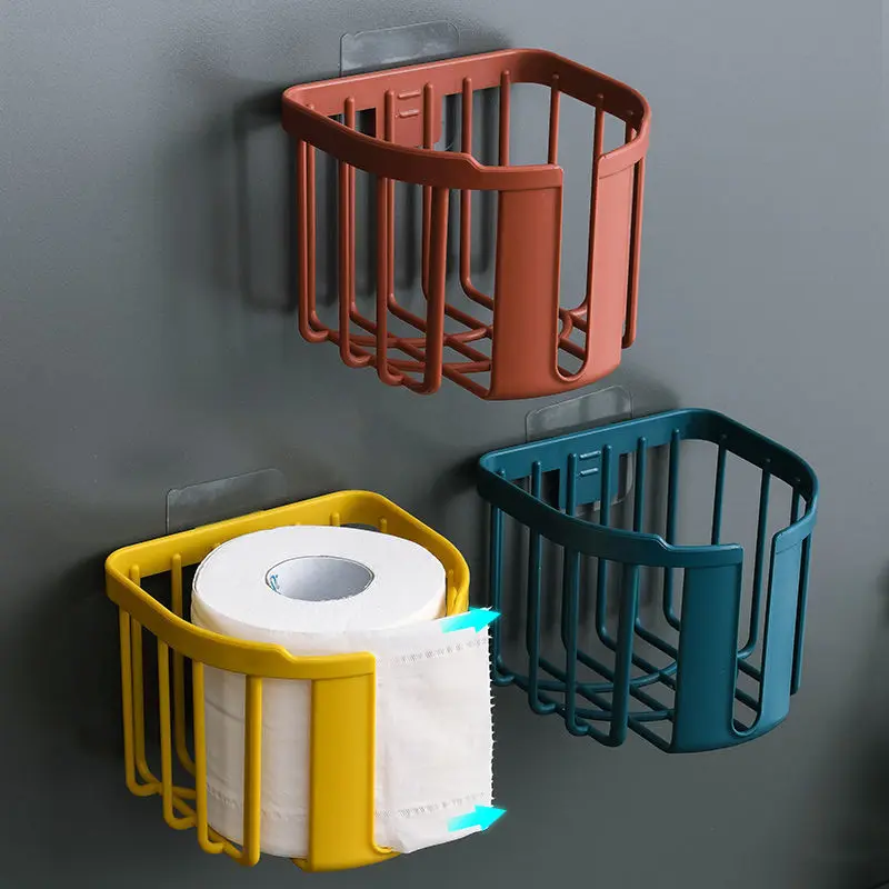 Punch-free Toilet Paper Holder Box Waterproof Storage Toilet Roll Paper Storage Rack Paper Towel Kitchen Bathroom Storage Box