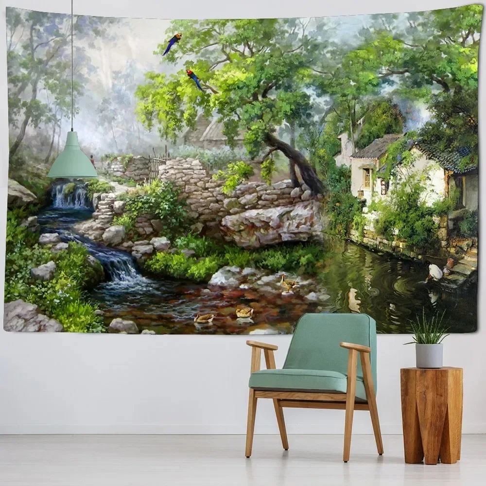

Home Decoration Landscape Oil Painting Wall Hanging Aesthetic Tapestry Bedroom Living Room Wall Background 180x320cm