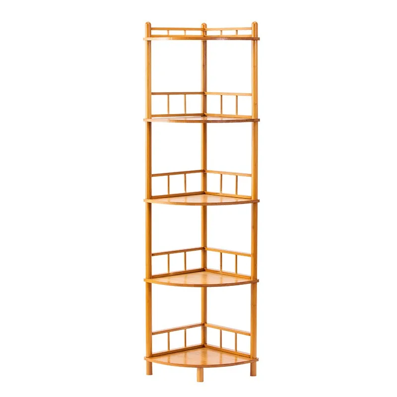 Nail-Free Nanzhu Triangular Corner Rack, Floor-to-Ceiling Multi-Layer Shelf for Kitchen Living Room Bathroom