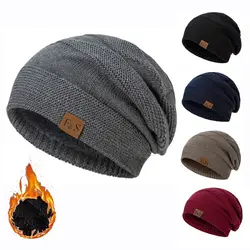 New Unisex Slouchy Winter Hats Knitted For Men And Women Beanie Cap Outdoor Add Fur Ing Warm Beanie Cap Casual Label Sports Hats