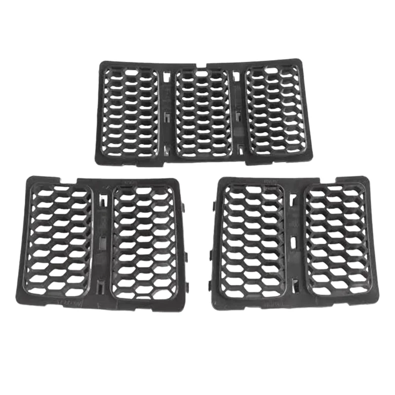 Car Middle Mesh Grille Front Grille Inserts Trim Mesh Kit for Jeep Grand Cherokee 2014-2016 Black 68143074AD