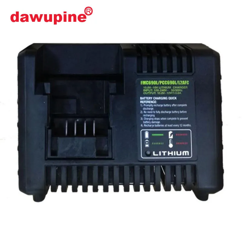 

dawupine Li-ion Battery Charger For Black Decker Porter Cable Stanley 10.8V 14.4V 18V PCC690L L2AFC FMC690L