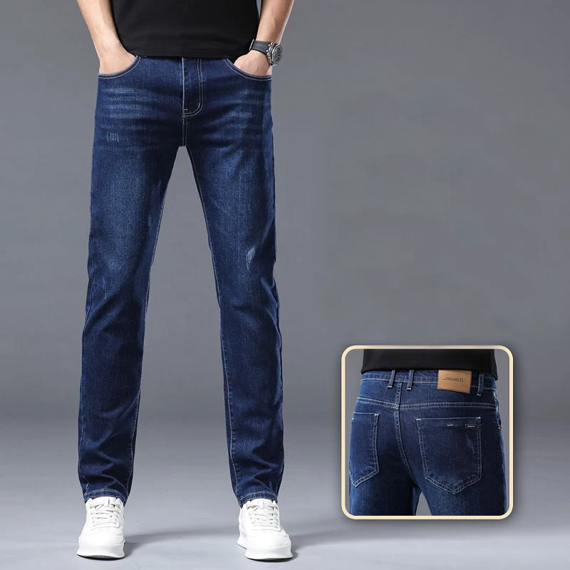 

Мужские облегающие прямые эластичные джинсы, мужские весенне-осенние повседневные джинсовые брюки, модные брюки, трендовые брюки в корейском стиле