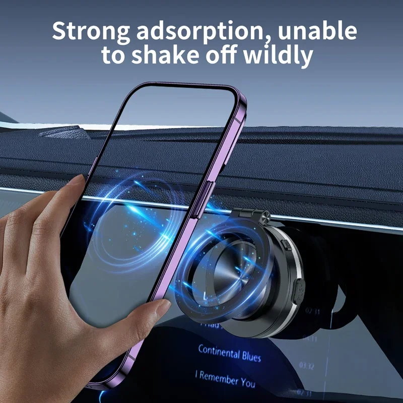 Vacuum Magnetic Suction Cup Phone Car Holder 360 Rotation For Magsafe iPhone 16 15 14 13 12 Electric Vacuum Folding Swivel Stand