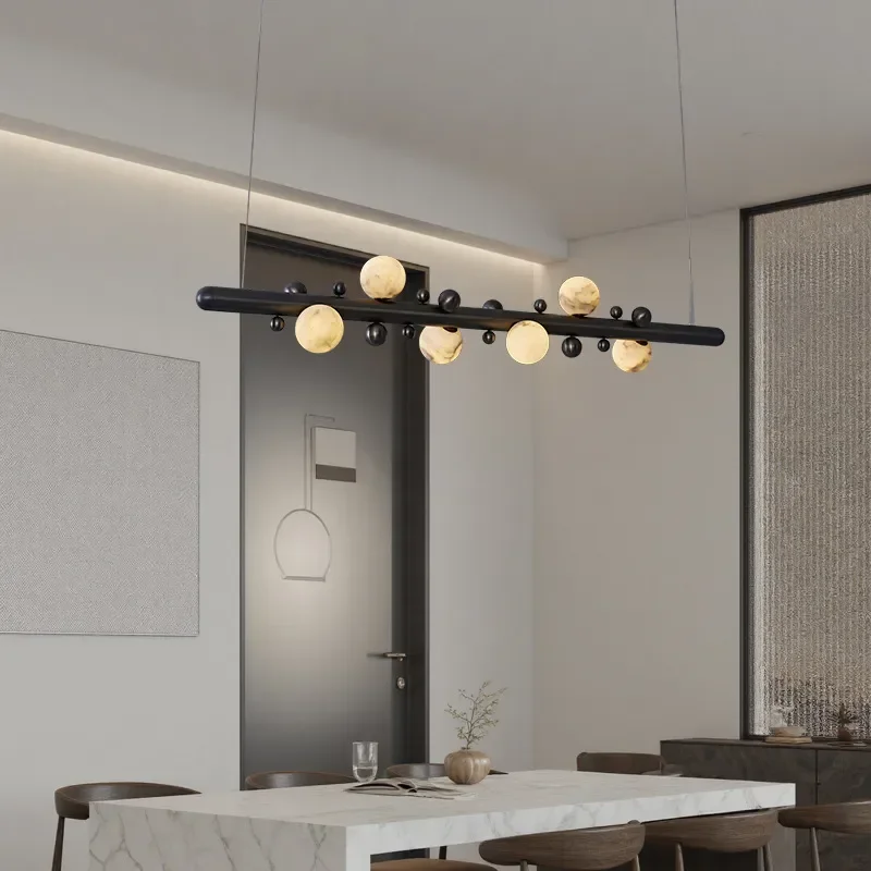Italian Light Luxury Marble Chandelier Modern Simple Villa Living Room Bedroom Restaurant Hotel Atmosphere Decorative Lamp