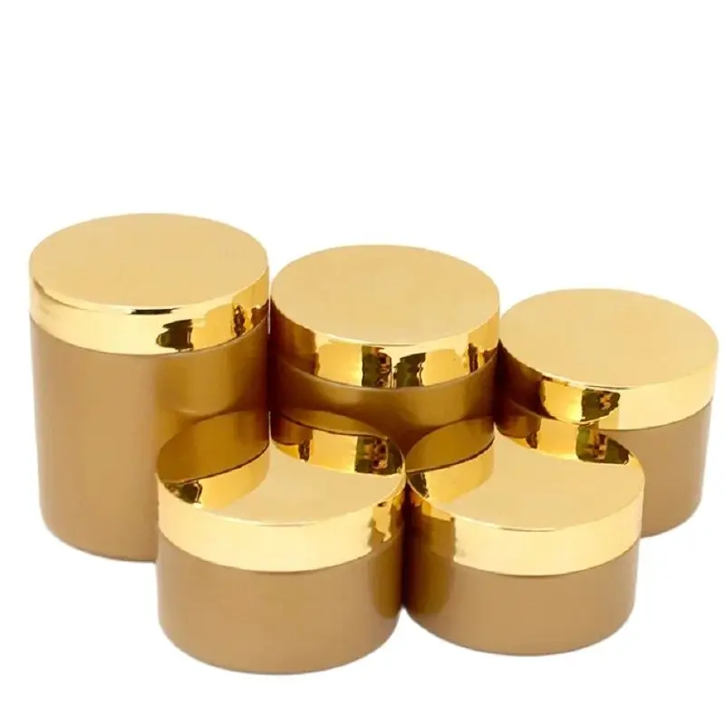 22pcs/lot Cosmetics Cream Jar 100/120/150/200/250ml Frosted Gold Wide Mouth Bottle Empty Travel Plastic Refillable Bottles