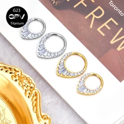 Luxury 5A Square Zircon Nasal Septum Ring Titanium G23 High Brightness Punk Tragus Piercing Jewelry For Men And Women Earrings