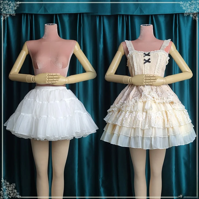 

Daily Wear Lolita Skirt Support Bla Soft Tulle loween Puffy Skirt Lo Waist Support Boned Underlay Polyester Fiber Skirt