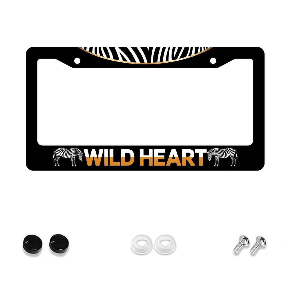

1pc Black and White Zebra Pattern 2-Hole License Plate Frame, Aluminum Material, 6x12 Inches with Screw Kit, Retro Novelty Car
