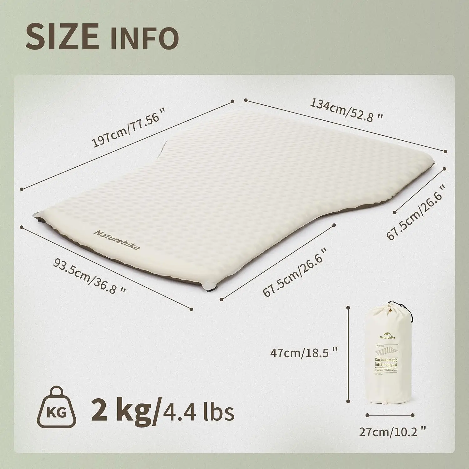 2.56'' Thickened Tpu Suv Camping Car Mattress, Self Inflating Sleeping Pad Memory Foam Queen Air Mattress For Outdoors, Travel,