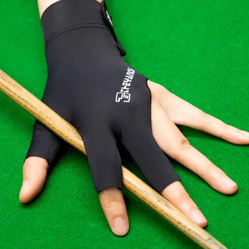 1pcs Billiards Glove Left/right Hand Three Finger S nooker Billiard Glove Non Slip Stickers Elasticity Billiard Training Gloves