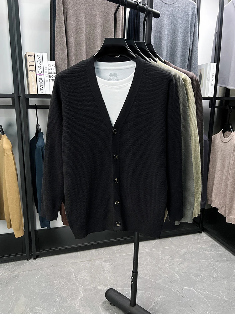 

Autumn/Winter 2025 New Men's Collar Knitted Cardigan Middle Aged Casual Pocket Sweater Coat