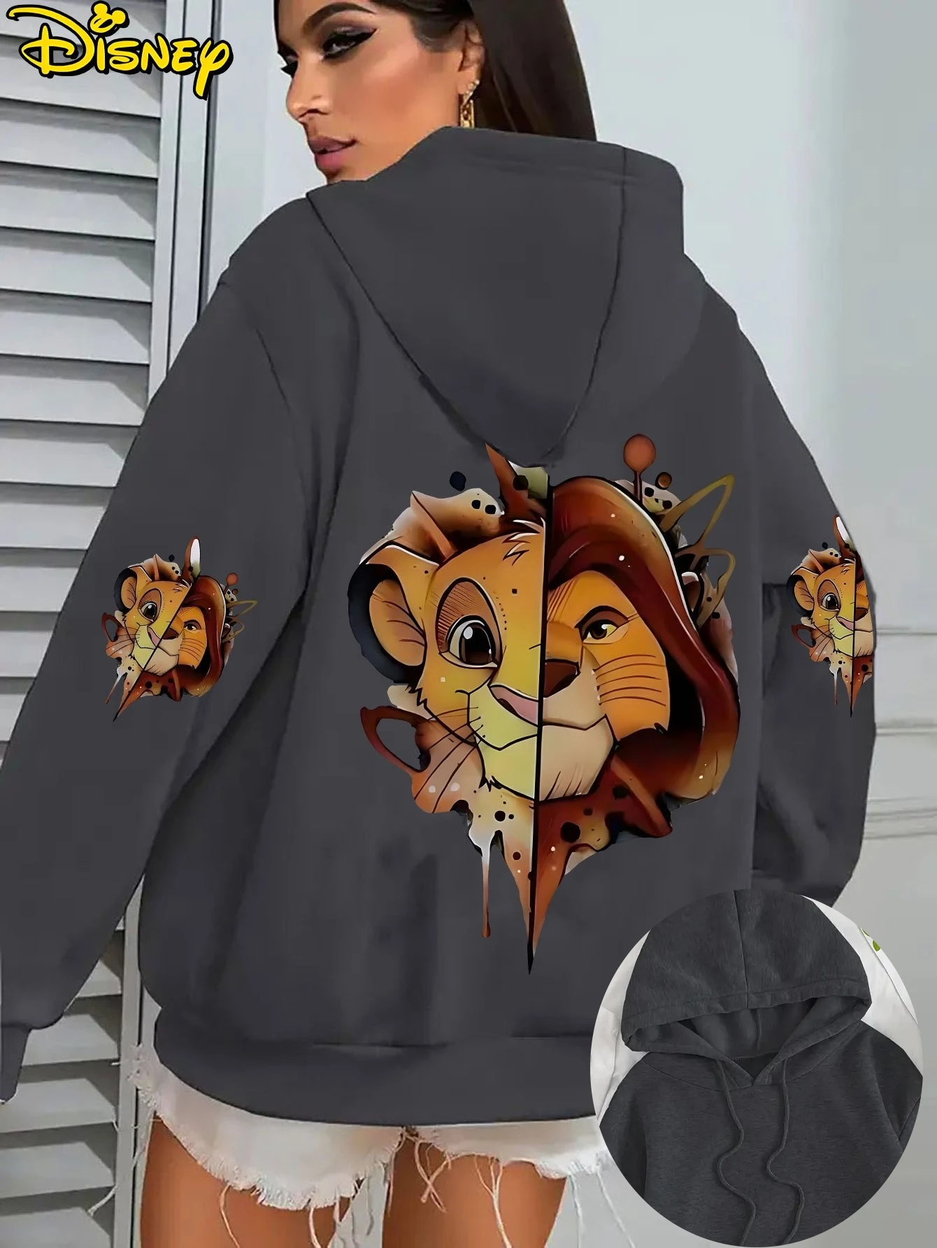 

Женская толстовка Disney с принтом «Король Лев» Симба, осенне-зимняя, оверсайз, повседневная куртка, модная