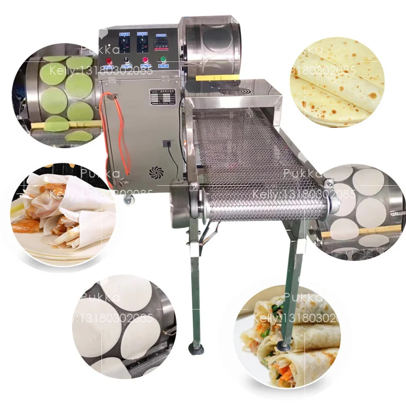 Automatic Spring Roll Roast Duck Pancake Egg Crepe Skin Wrapper Roll Make Machine 20CM Diameter Gas Commercial Spring Roll