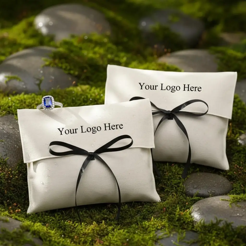 

Custom Logo Cotton Dust Bag Luxury Envelope Jewelry Gift Bag Clothes Handbag Packaging for Ring Earrings Wedding Favor Candy Bag