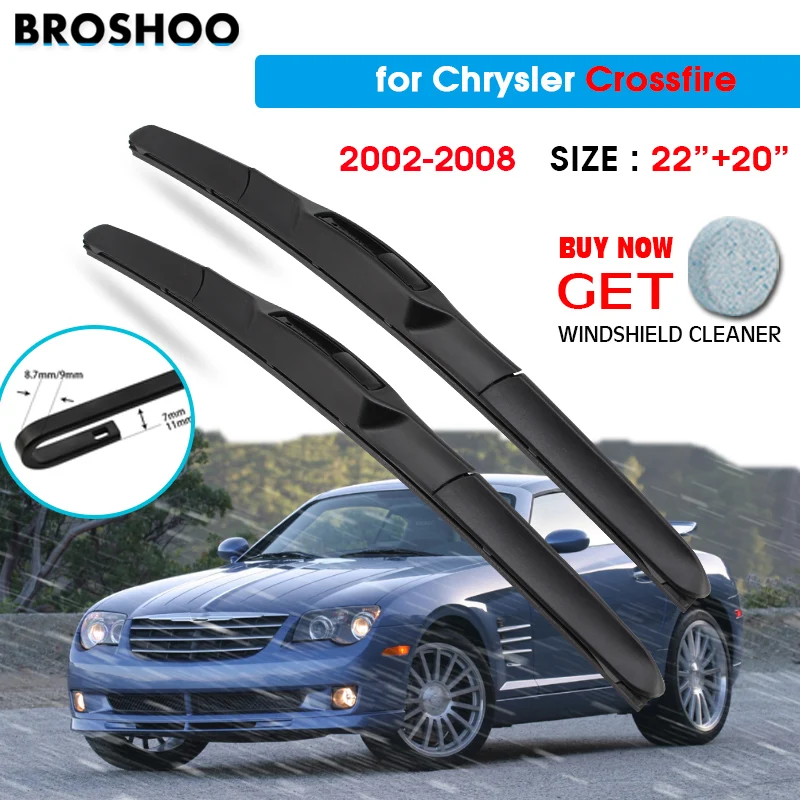 

Car Wiper Blade For Chrysler Crossfire 22"+20" 2002-2008 Auto Windscreen Windshield Wipers Window Wash Fit U Hook Arms