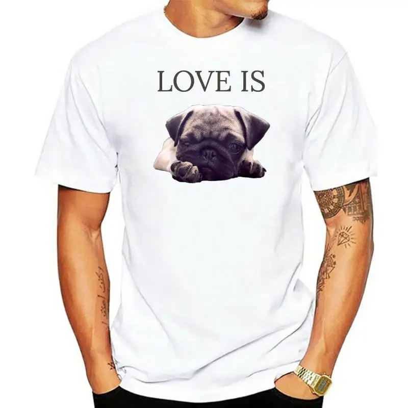 Shirt Women Men Tee Love Is Pug Mom Life Mothers Day Pug Dog-Women's T-Shirt-Black