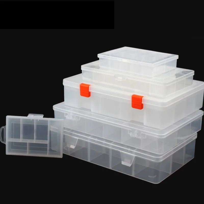 Removable/Fixed Non-removable Dividers Transparent Plastic Storage Box Organizer Box Multi-cell classification