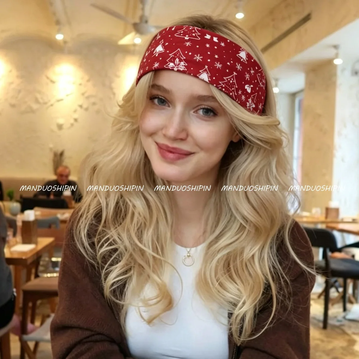 Hot Sale New Christmas Headband - Cute Reindeer And Gingerbread Man Print Hair Band - Christmas Party Headwear Gift