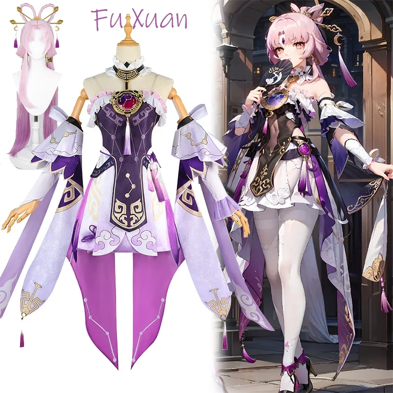 Hookai star rail Fu Xuan anime game cosplay wig suit women dresse uniform party Carnival Halloween costume set