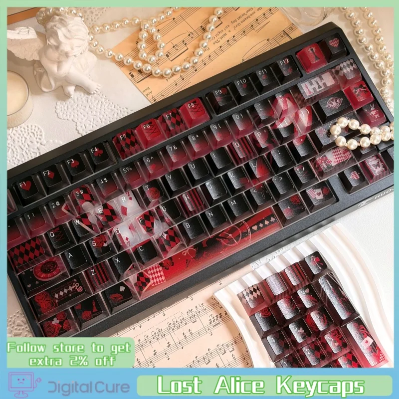 

Lost Alice Keycaps 119 Key Fog Translucent Cherry Highly Customized Mechanical Keyboard Keycaps Hi75 Anime Themed Keycaps
