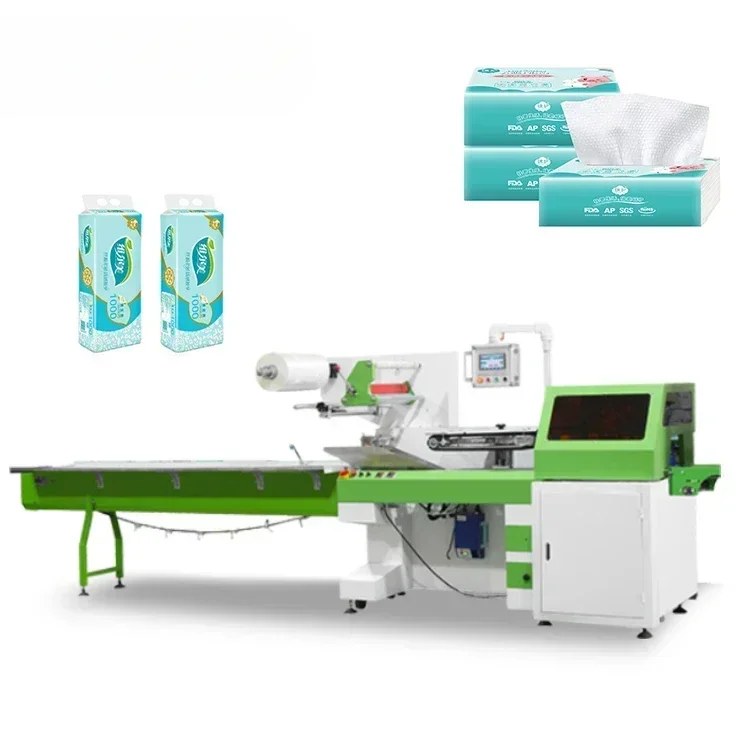 Hot SalesAutomatic Pillow Packaging Disposable Facial Tissue Wet Wipes Sanitary Kitchen Towel Toilet Paper Packing Machine