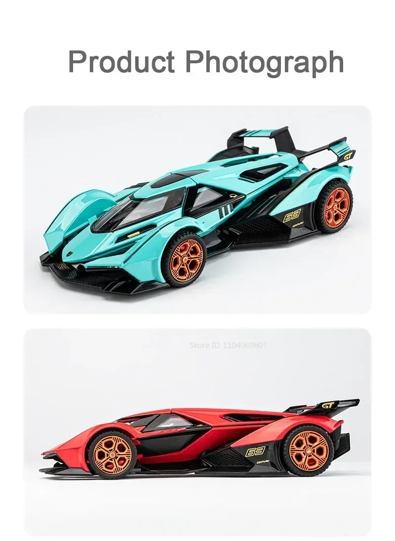 1:32 Lambor V12 GT Super Auto Modell Spielzeug Metall Druckguss Zurückziehen Musik Licht Miniatur Racing Fahrzeug Modelle Dekoration Jungen Geschenke – Detail 9