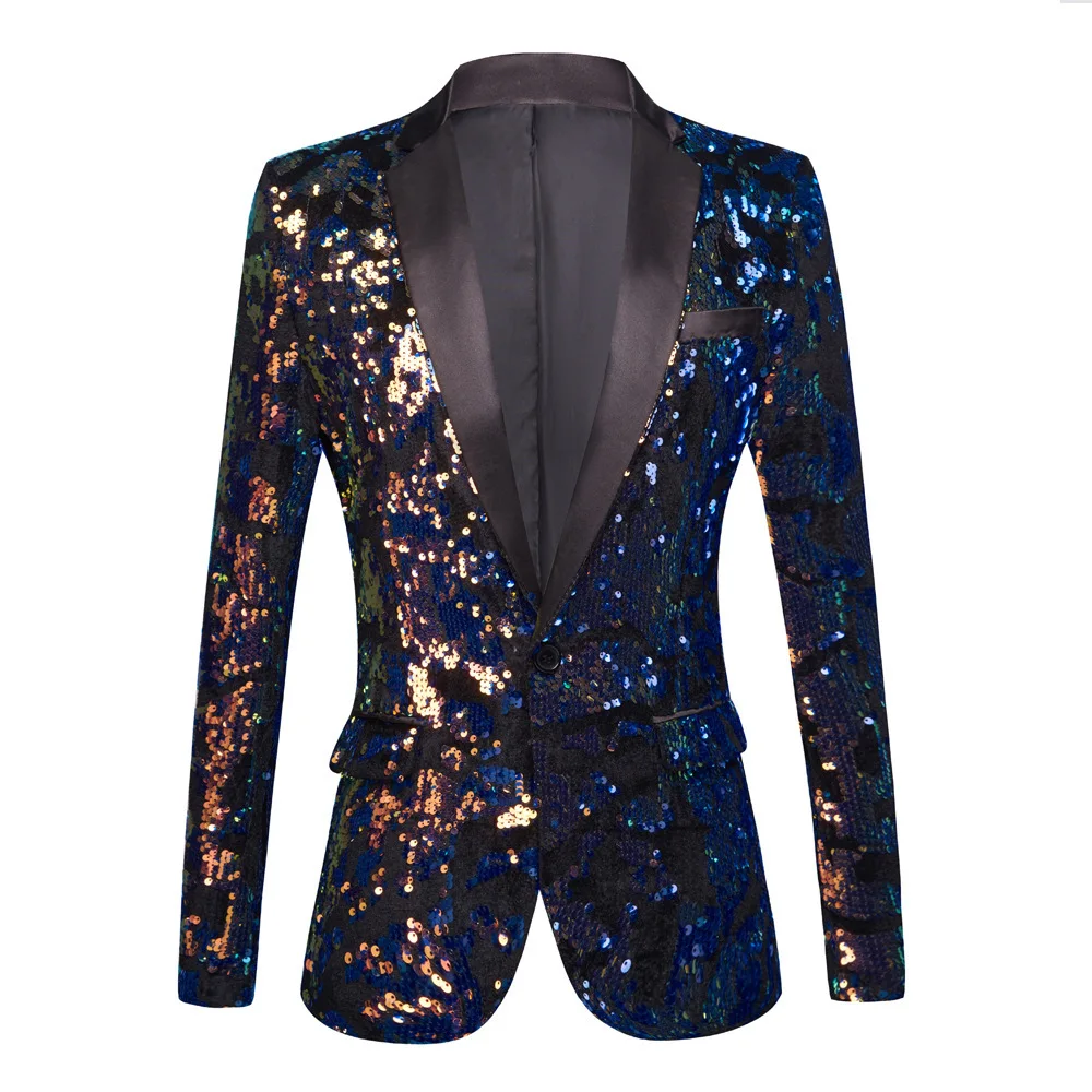 

Gradient Color Sequnis Suit Coat For Men Singer Magician Performance Stage Costume Nightclub Dj Dancer Rave Clothing