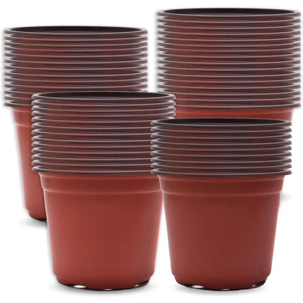 8 Inch Seedling Pots, 100-Pack Plastic Plant Containers for Nursery and Seed Starting