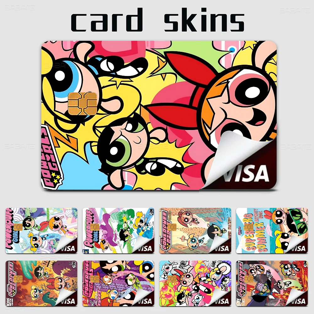 The Cartoon P-Powerpuffs Star Girls Various Anime Bank Credit Cards Bus Pass Stickers Decoration Stickers Collection Toys Gifts