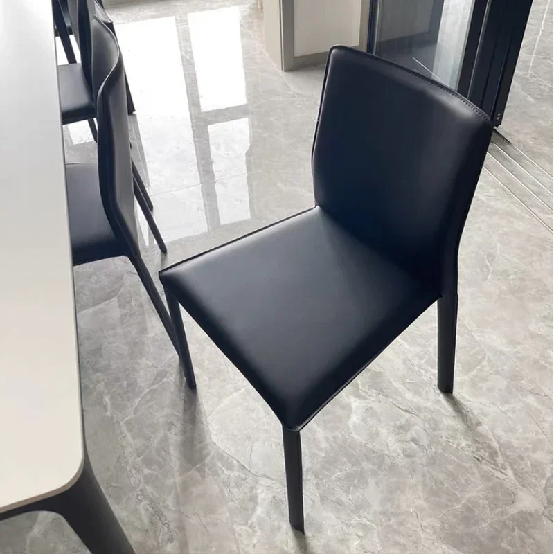 

French Saddle Leather Dining Chair Modern Minimalist Makeup Chair Relaxing Home or Restaurant Dining Furniture Chair