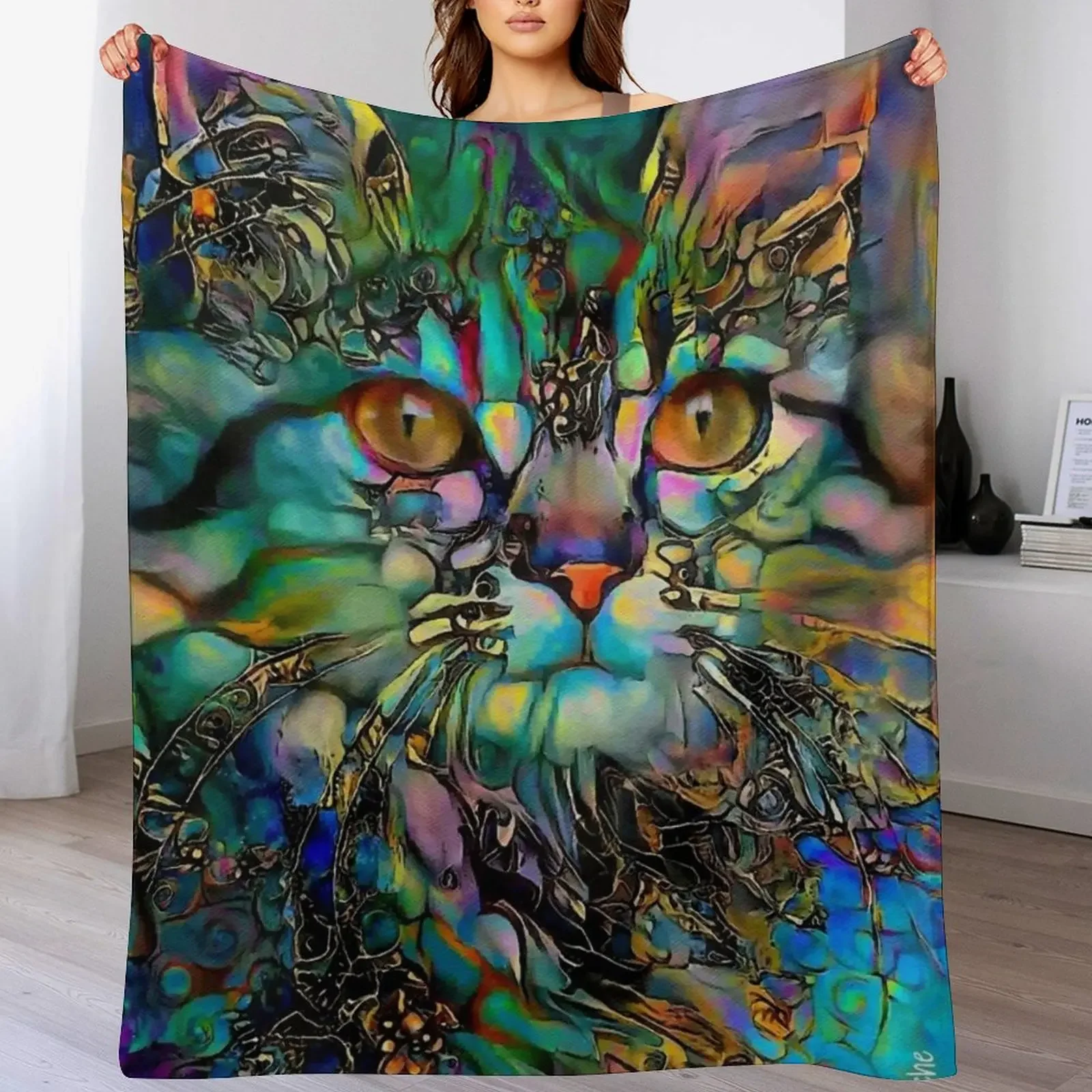 Alba, cat, chat, cat, kitty, kitten, lea roche paintings Throw Blanket sofa bed Sofa Cute Blankets