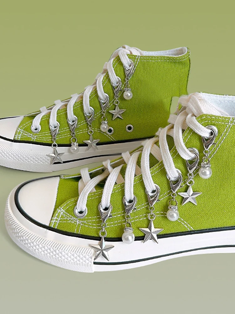 JoFor-Décorations de Chaussures en Métal avec Strass Scintillants pour Femme, Pendentif Étoile d'Amour, Bracelet de Perles, Accessoires en Toile