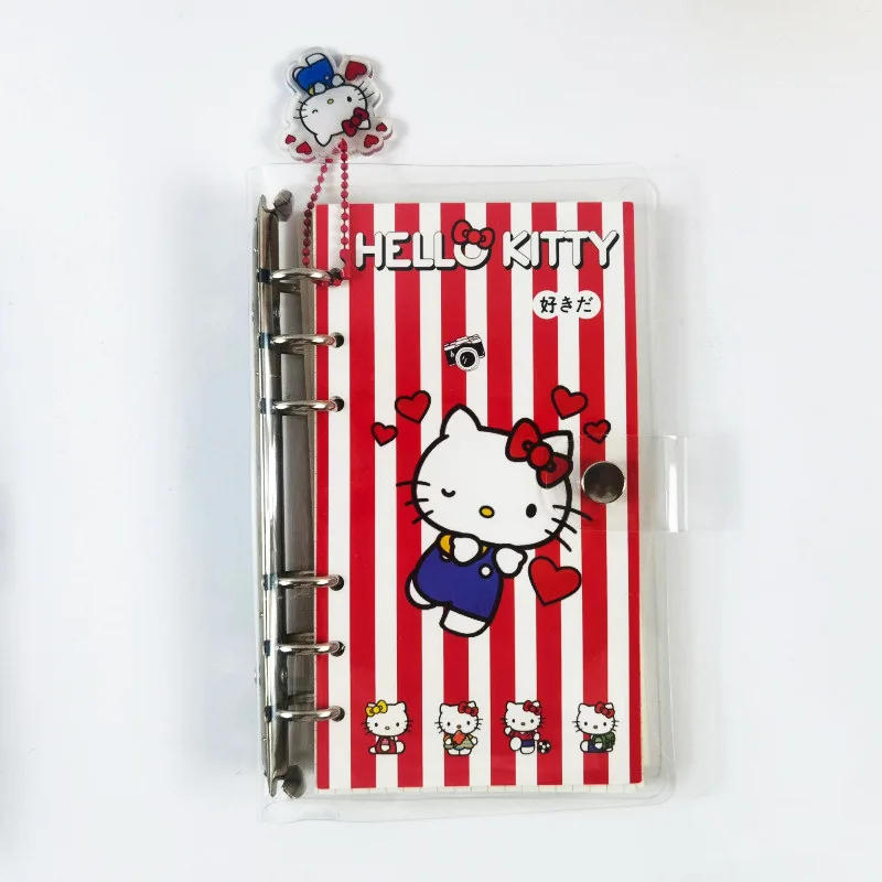 

A6 Sanrio Hello Kitty Kuromi Transparent Pp Metal Binder Independently Add or Remove Internal Pages Notebook with Accessories