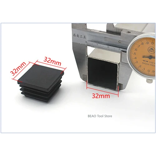 Imagen 2 del producto Tapa de extremo ciego rectangular negra, tapón de tubo, almohadilla para pie, cubierta decorativa cuadrada de plástico para mesa y silla, 10mm ~ 100mm