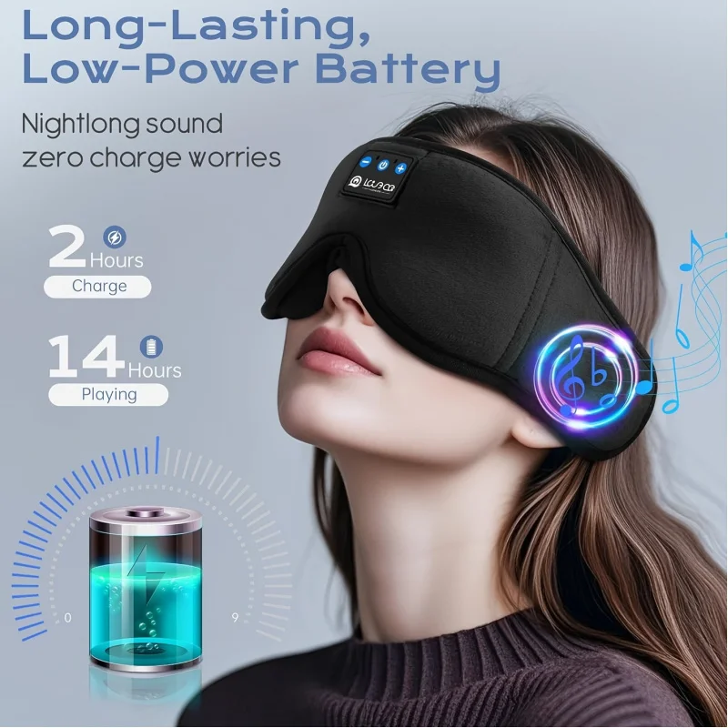 

Новые очки для сна, 3D стерео беспроводная гарнитура, затенение шума, прослушивание музыки, многофункциональные очки